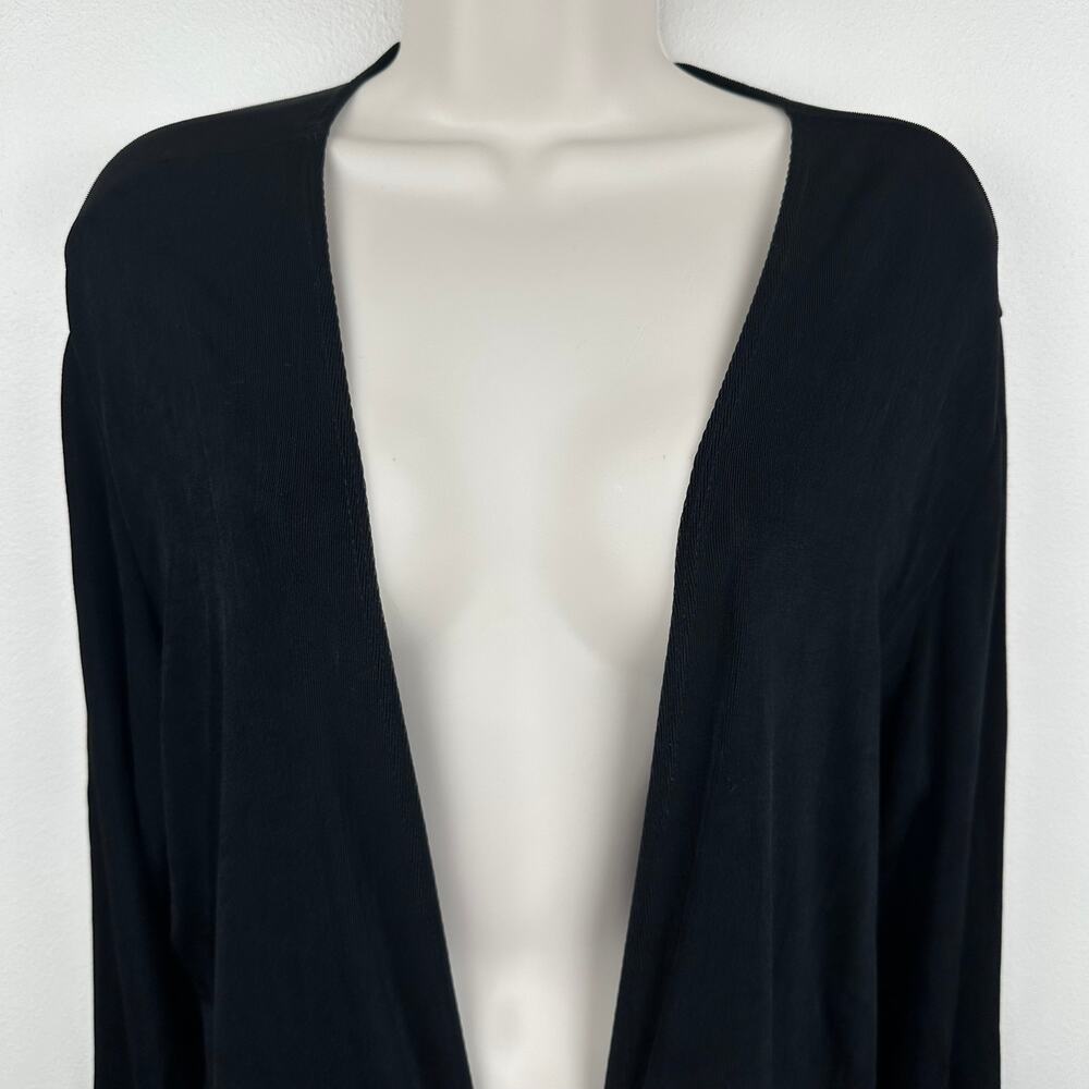 Chico's Travelers Tie Front Cardigan 3/4 Sleeve Black Slinky Chico 3 US XL - Picture 3 of 11